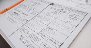 Schizzo su carta della struttura di una pagina web
